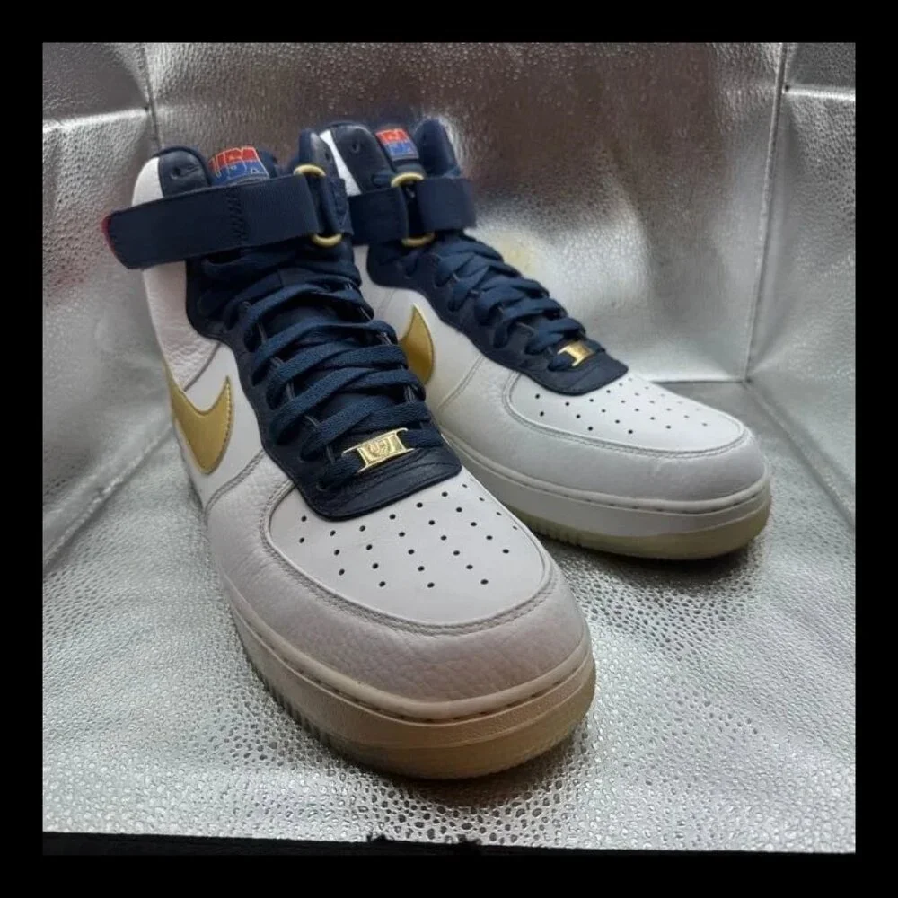 Size 12 Nike Air‎ Force 1 Premium High White USA Team Olympic Shoes 525317-100